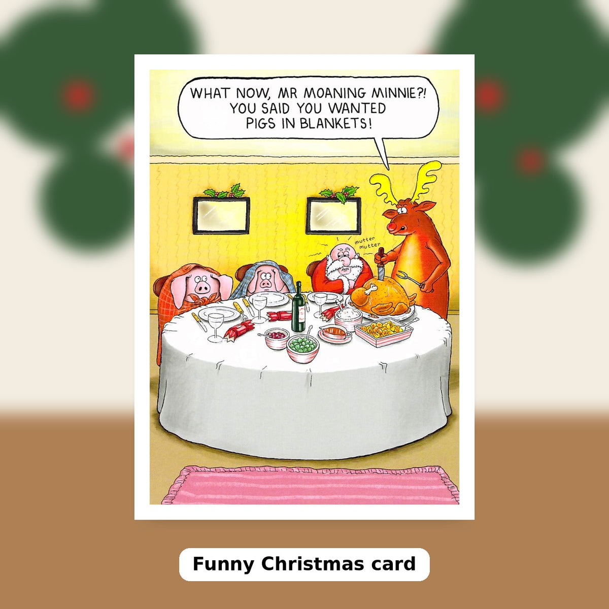 Paperlink funny pigs in blankets Christmas card festive lifestyle