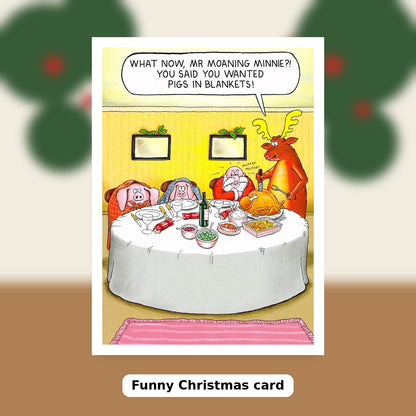 Paperlink funny pigs in blankets Christmas card festive lifestyle