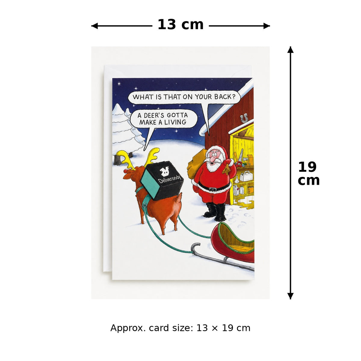 Paperlink funny deer Christmas card size 13 x 19cm