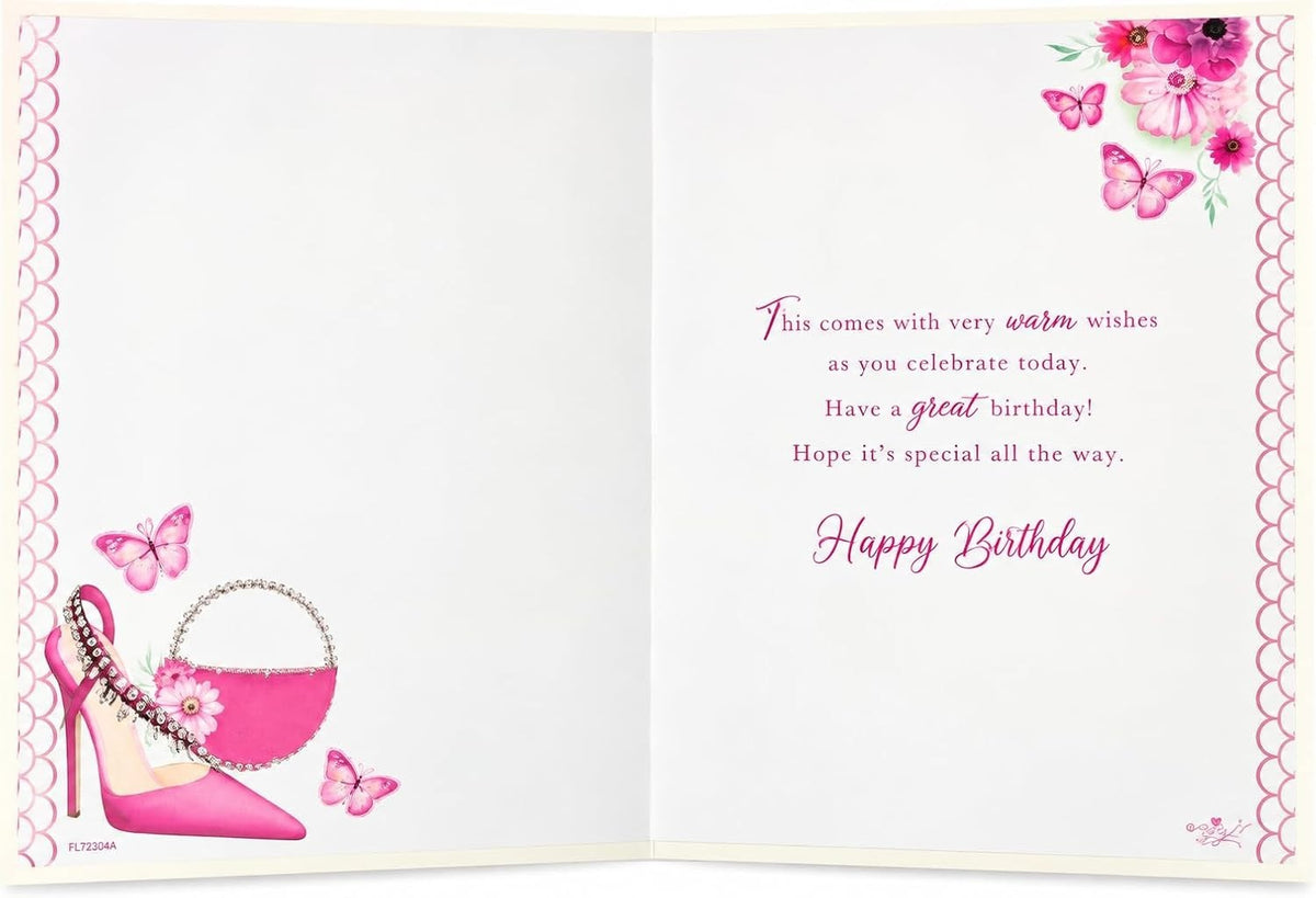 Inside of Sensations granddaughter birthday card showing printed warm birthday wishes