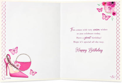 Inside of Sensations granddaughter birthday card showing printed warm birthday wishes