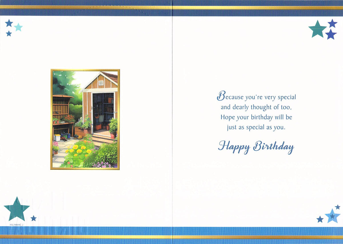 Inside verse of Sensations Special Dad birthday card reading Because you're very special and dearly thought of too, 13 x 19cm