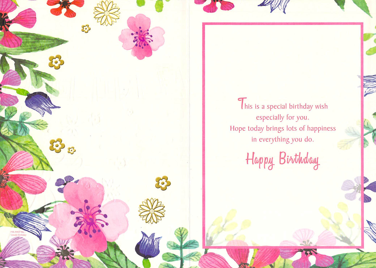 Special Daughter Birthday Card – Floral Peacock Design with Gold Foil