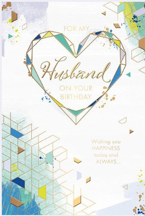 Husband Birthday Card - Gree / Blue & Gold Foiling - From Words N Wishes