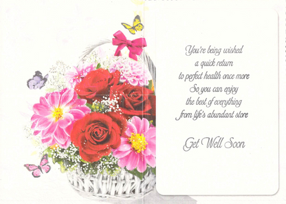 GREETING CARD - GET WELL- FREE POSTAGE H2-5