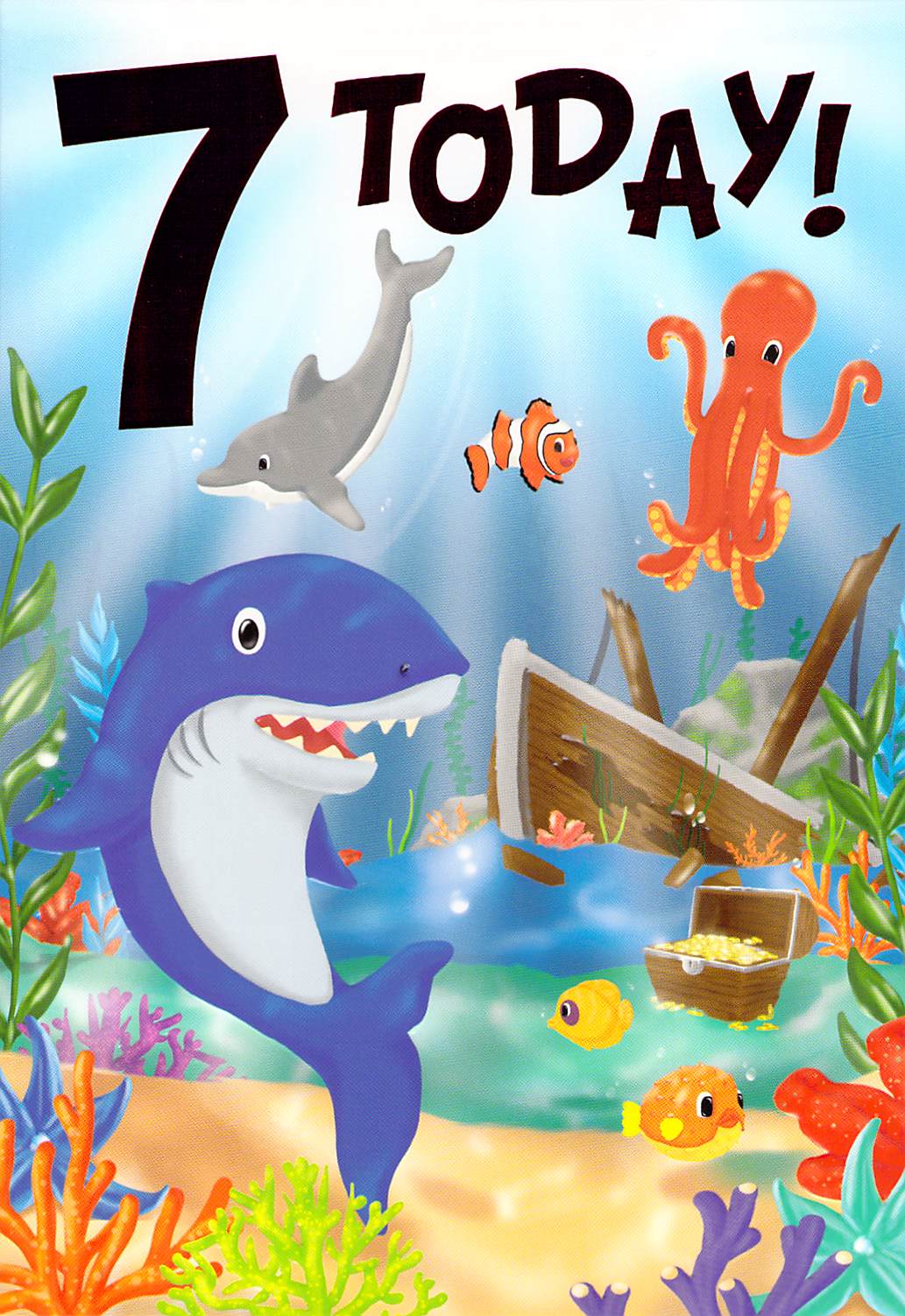 7th Birthday - Age 7 - Under The Sea - Greeting Card -Multi Buy Discount - Free P&P