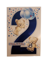 Load image into Gallery viewer, 2nd Birthday Card - Age 2 - Big Blue 2 - Greeting Card
