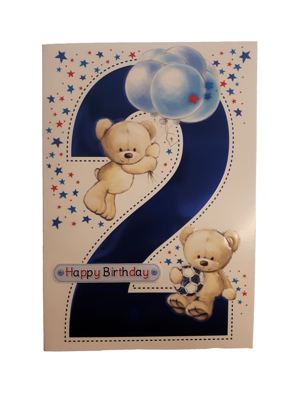2nd Birthday Card - Age 2 - Big Blue 2 - Greeting Card