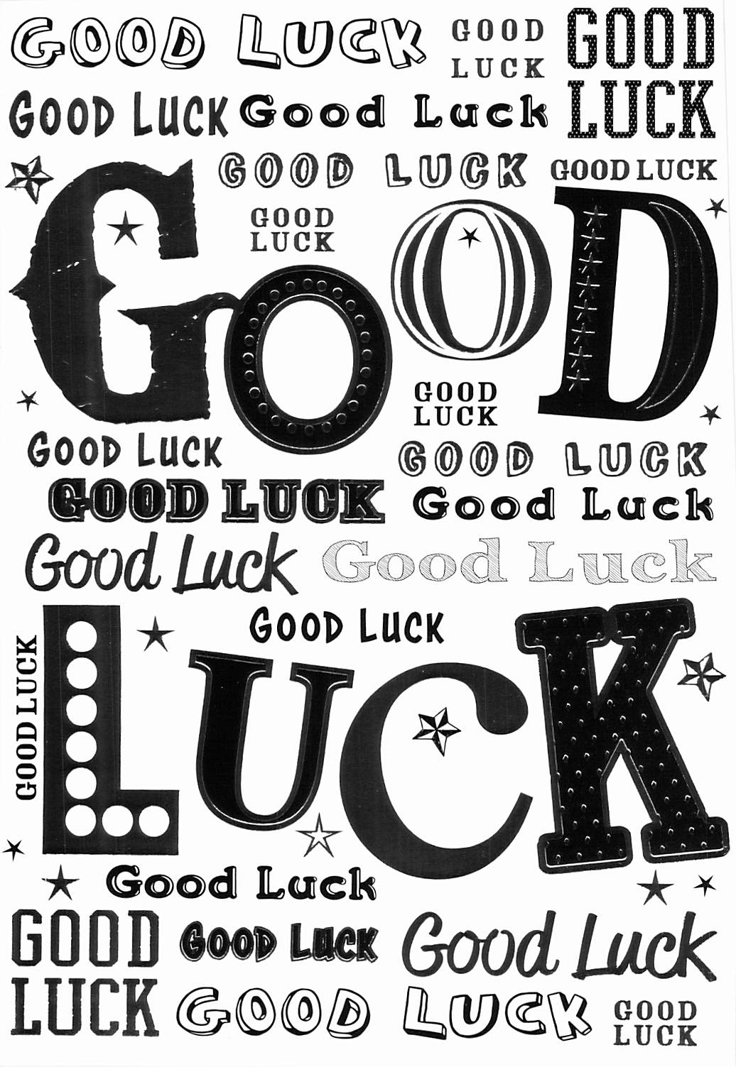 Good Luck (silver) - Greeting Card - Multi Buy - Free P&P