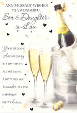 Load image into Gallery viewer, Anniversary - Son &amp; Daughter In Law - Champagne - Greeting Card - Free Postage
