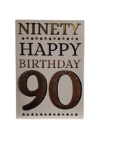 Load image into Gallery viewer, Age 90 - 90th Birthday - Greeting Card - Gold / Black - Free Postage
