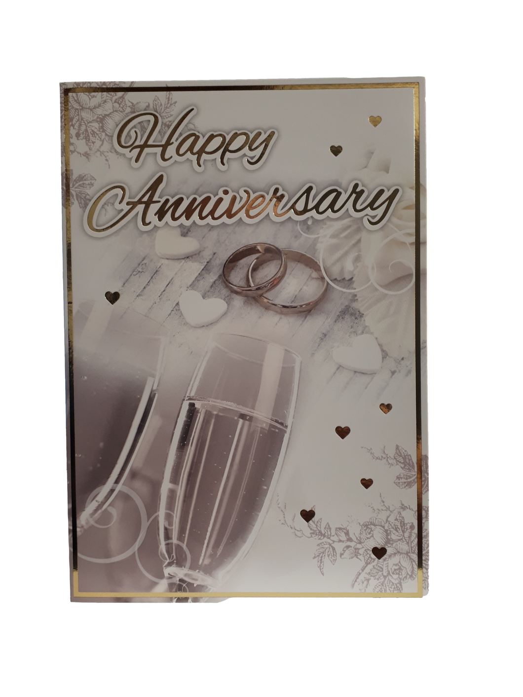 Anniversary Greeting Card - Gold Foil - Champagne