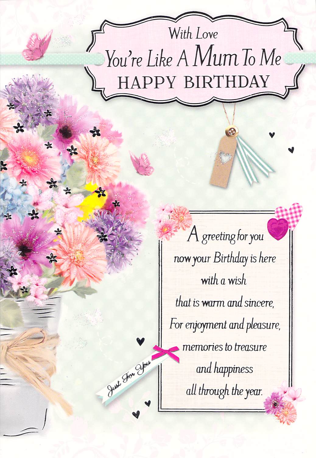 Like A Mum Birthday - Flowers - Greeting Card - Multi Buy