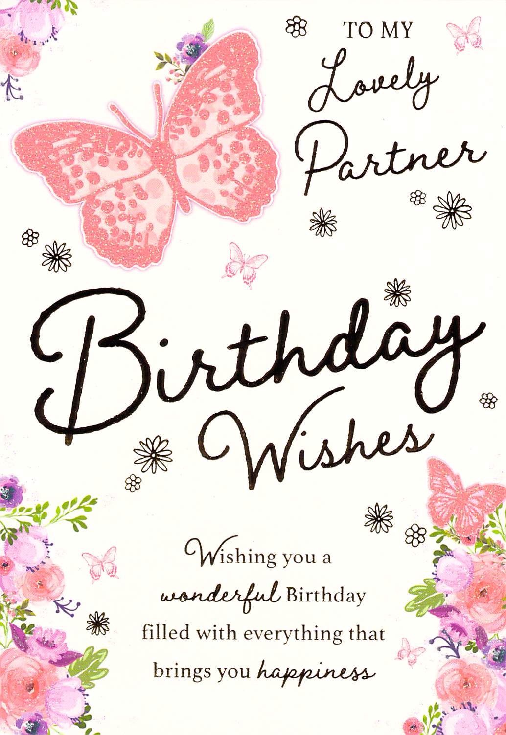 Birthday - Partner - Butterflies - Greeting Card - Multi Buy Discount