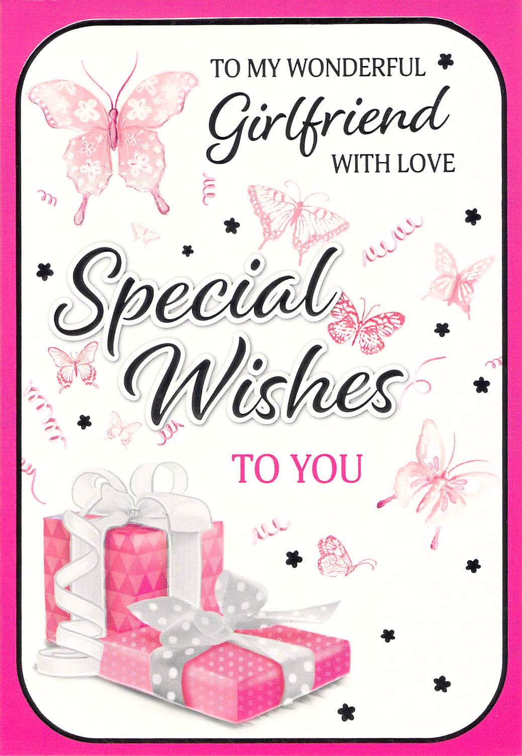 Birthday - Girlfriend - Pink Butterflies - Greeting Card