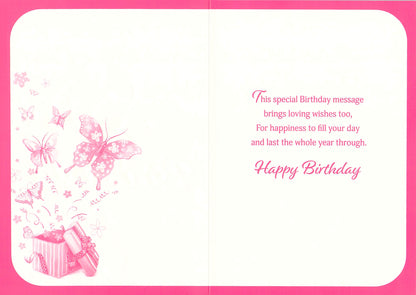 Birthday - Girlfriend - Pink Butterflies - Greeting Card