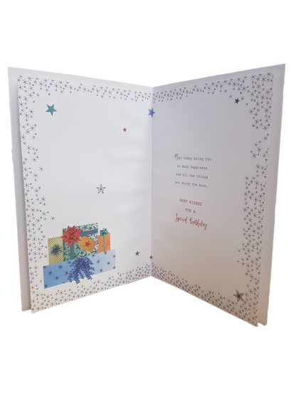 60th Birthday - Age 60 - Blue / Presents  -  Greeting Card