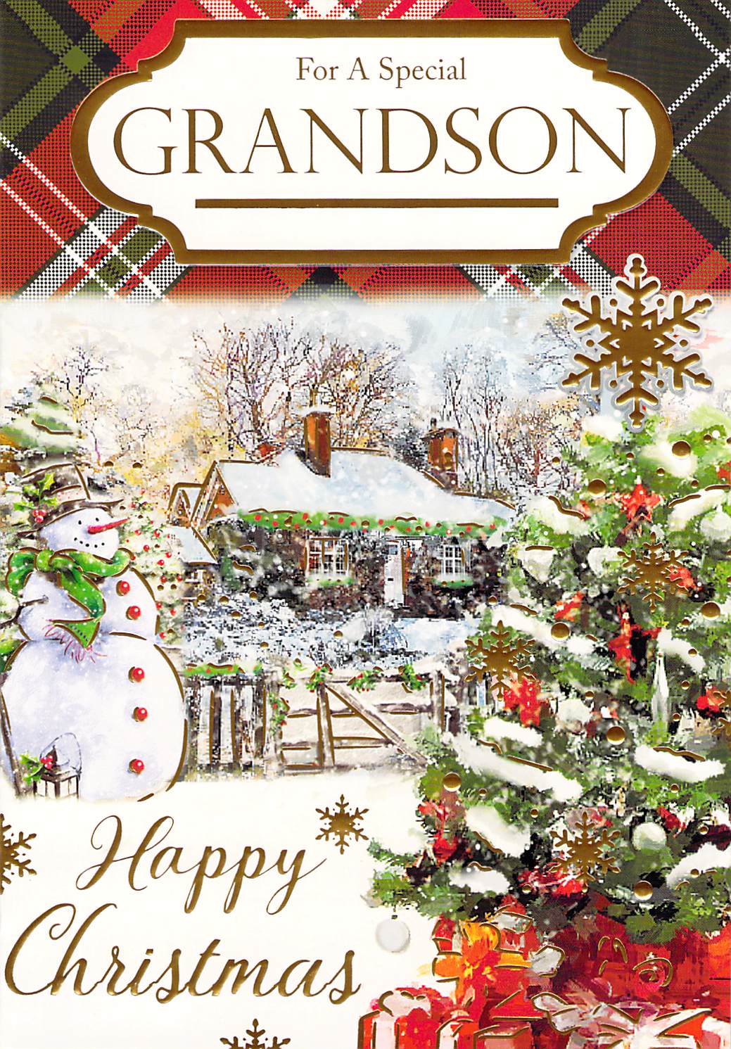Christmas - Grandson - Snowy scene - Greeting Card - Multi Buy Discount
