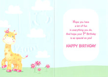 Load image into Gallery viewer, 1st Birthday - Age 1 - Pink - Animals - Greeting Card - Multibuy
