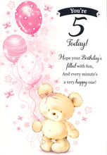 Load image into Gallery viewer, Age 5 - 5th Birthday - Greeting Card - Bear
