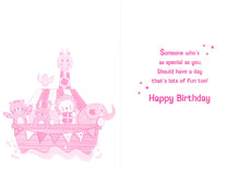 Load image into Gallery viewer, 2nd Birthday - Greeting Card - Multi Buy Discount - Pink / Animals / Boat
