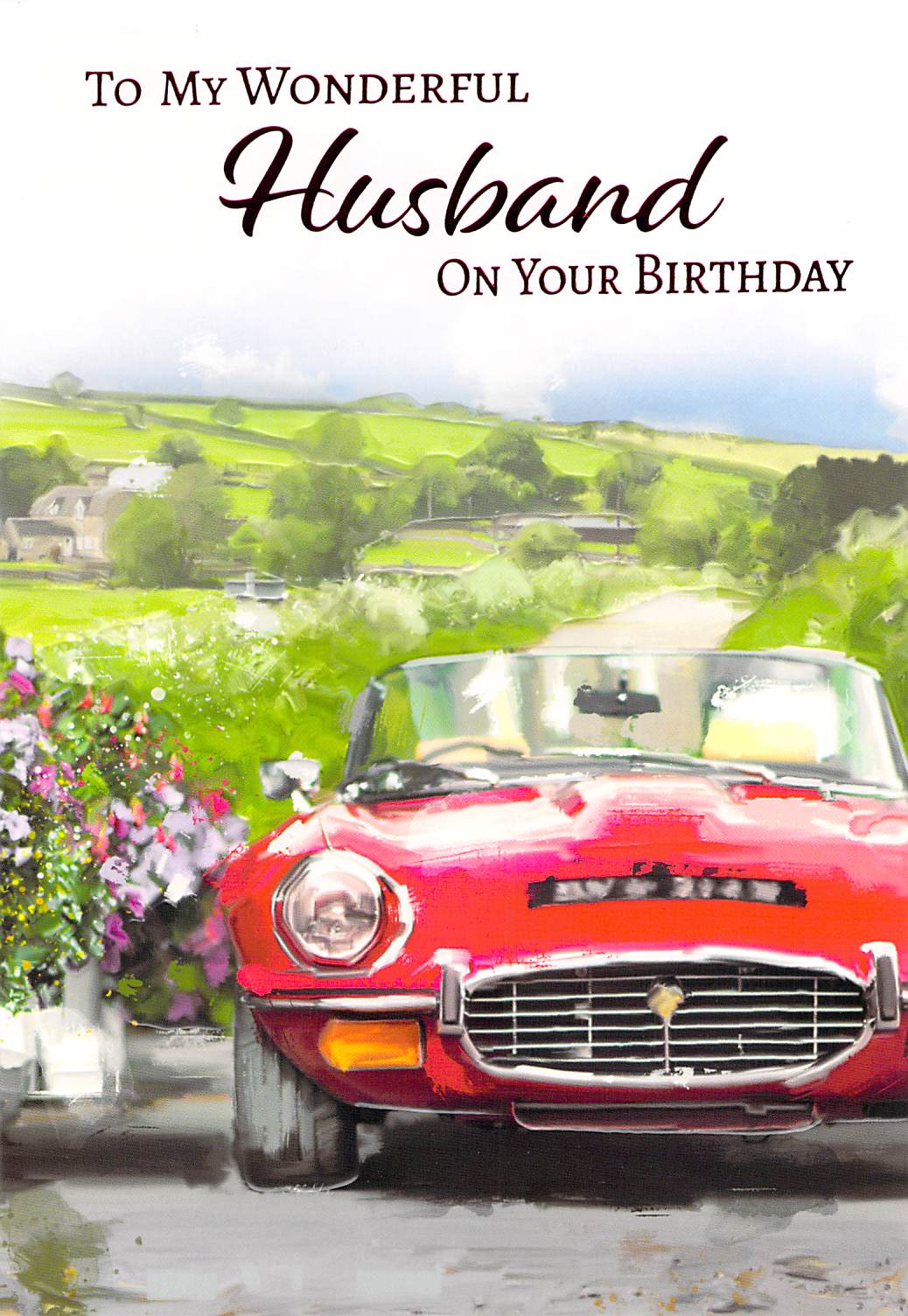 Birthday - Husband -  Red Sports Car - Greeting Card - Free Postage
