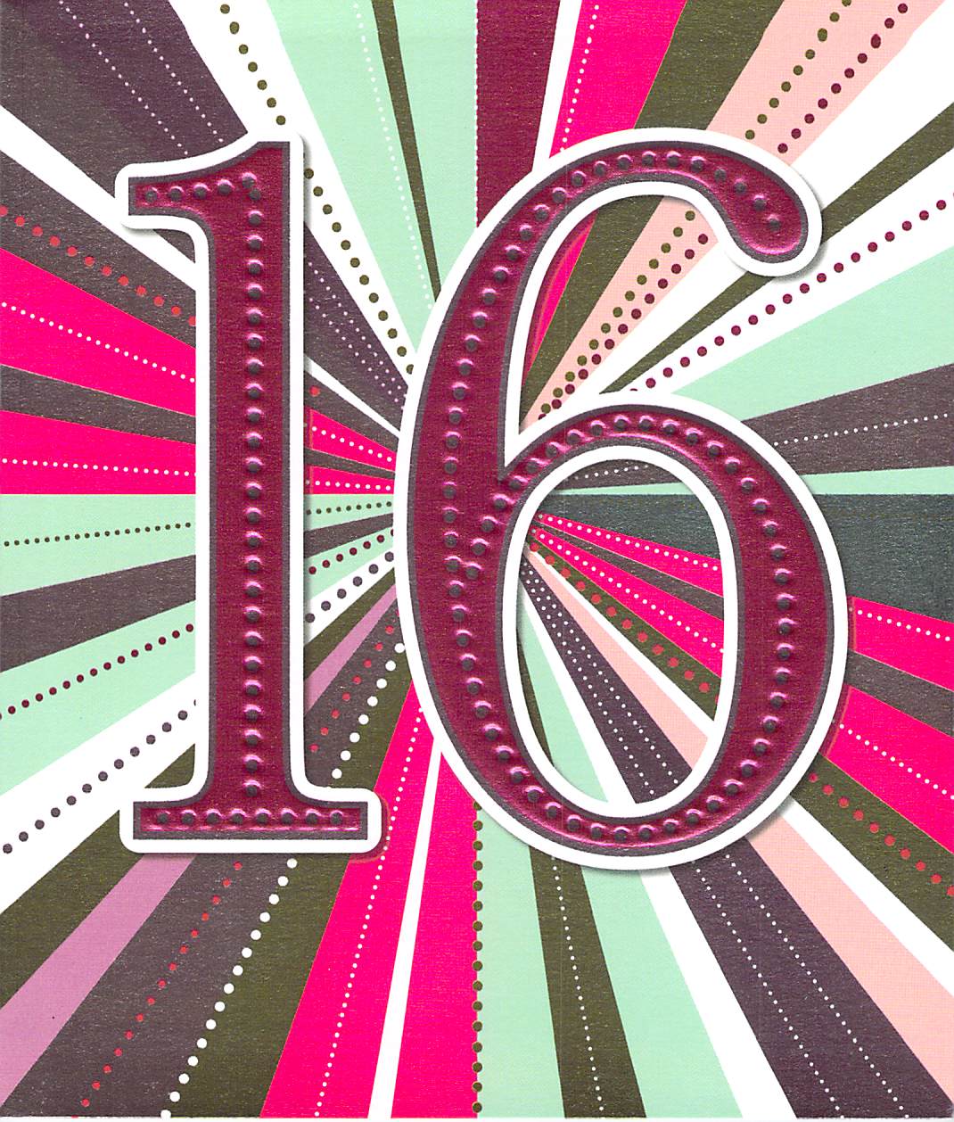 Age 16 - 16th Birthday - Foil Burst - Greeting Card - Multibuy Discount