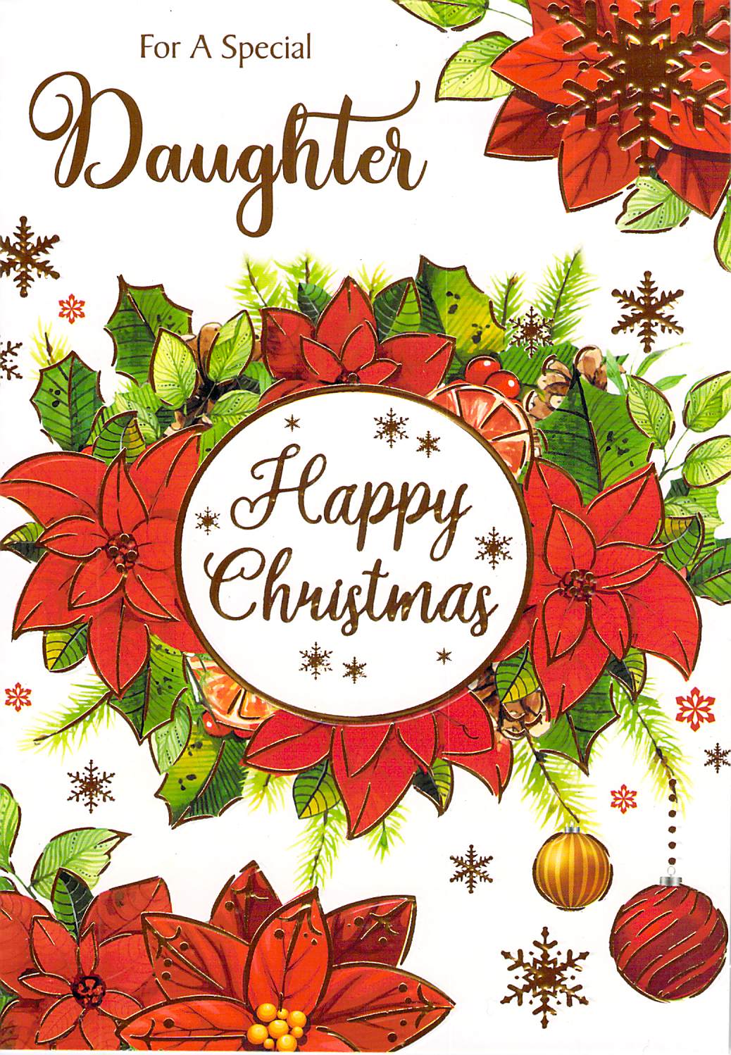 Christmas - Daughter - Wreath - Greeting Card  - Multi Buy Discount