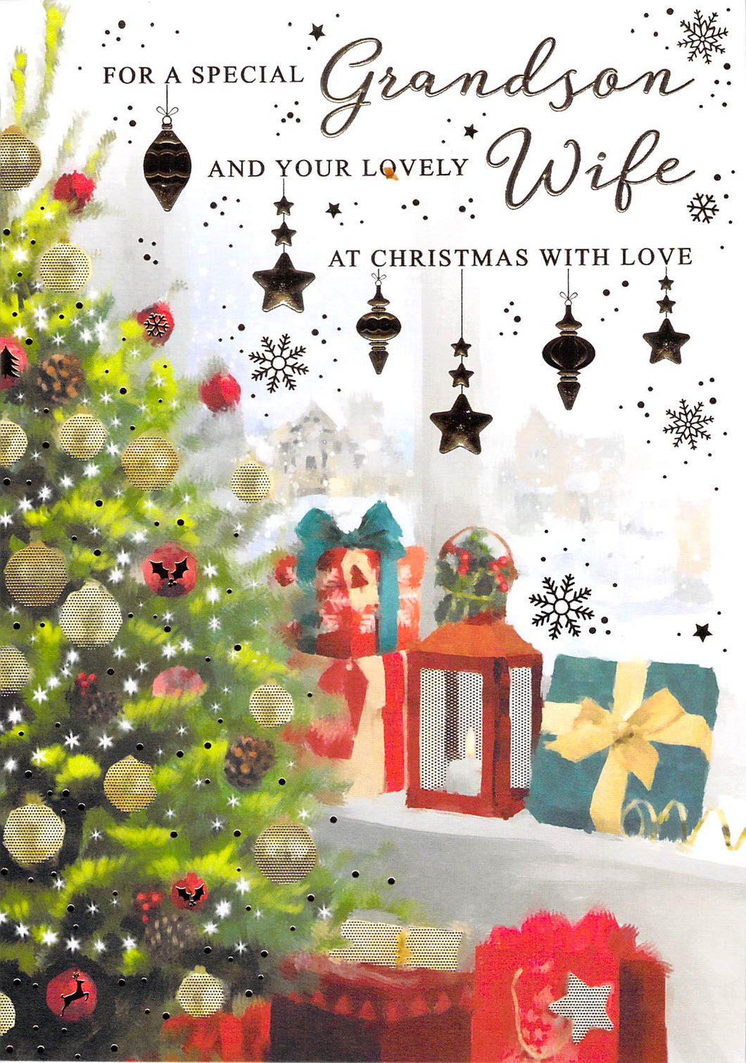Christmas - Grandson & Wife - Tree - Greeting Card  - Multi Buy Discount
