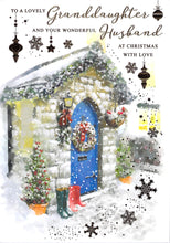 Load image into Gallery viewer, Christmas - Granddaughter &amp; Husband - Snow Door - Greeting Card
