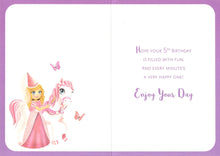 Load image into Gallery viewer, Age 5 - 5th Birthday - Purple Princess - Greeting Card  - Multi Buy Discount
