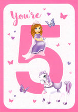 Load image into Gallery viewer, Age 5 - 5th Birthday - Pink Princess - Greeting Card  - Multi Buy Discount
