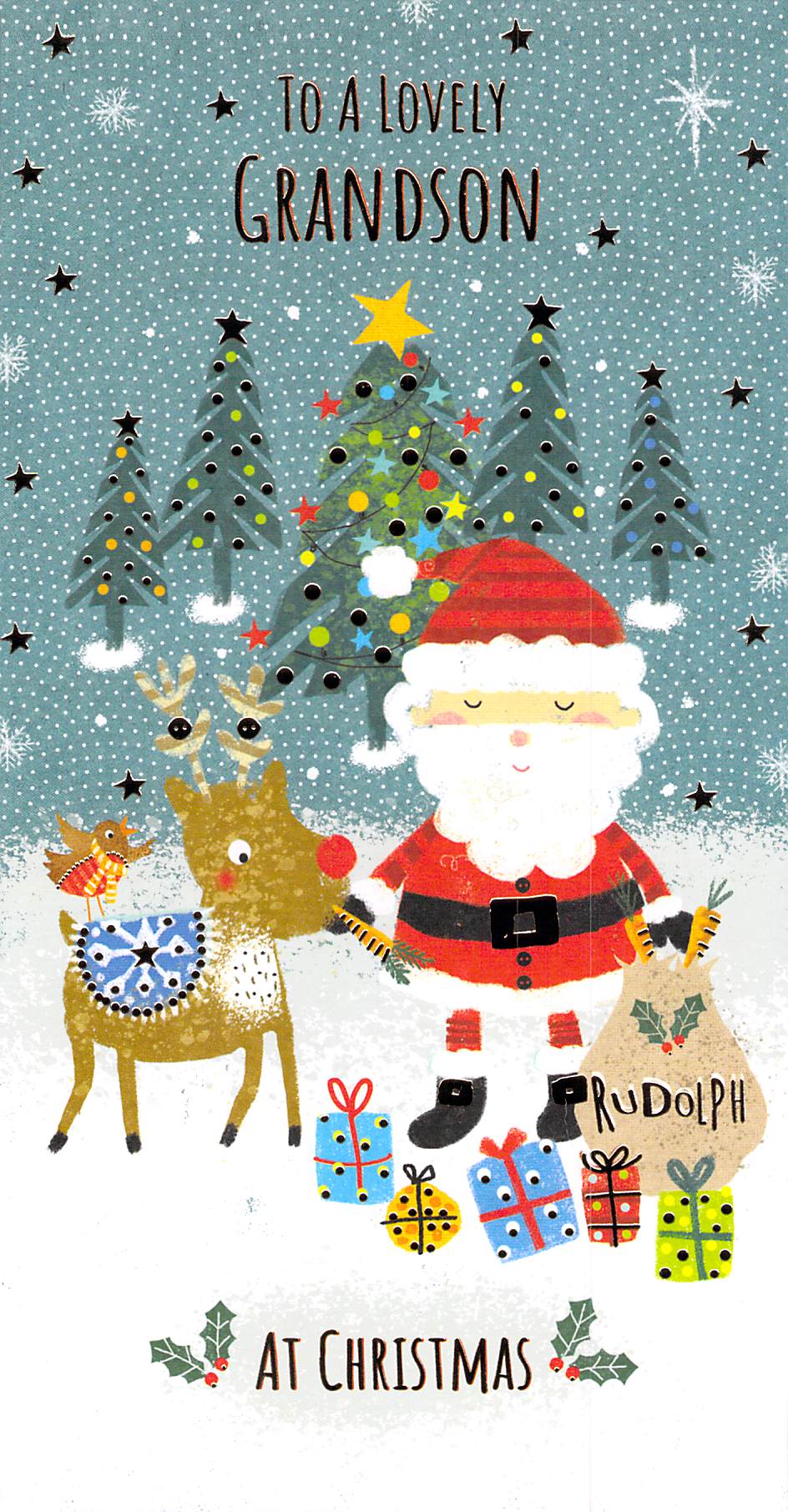 Christmas - Grandson - Santa -  Greeting Card - Multi Buy Discount