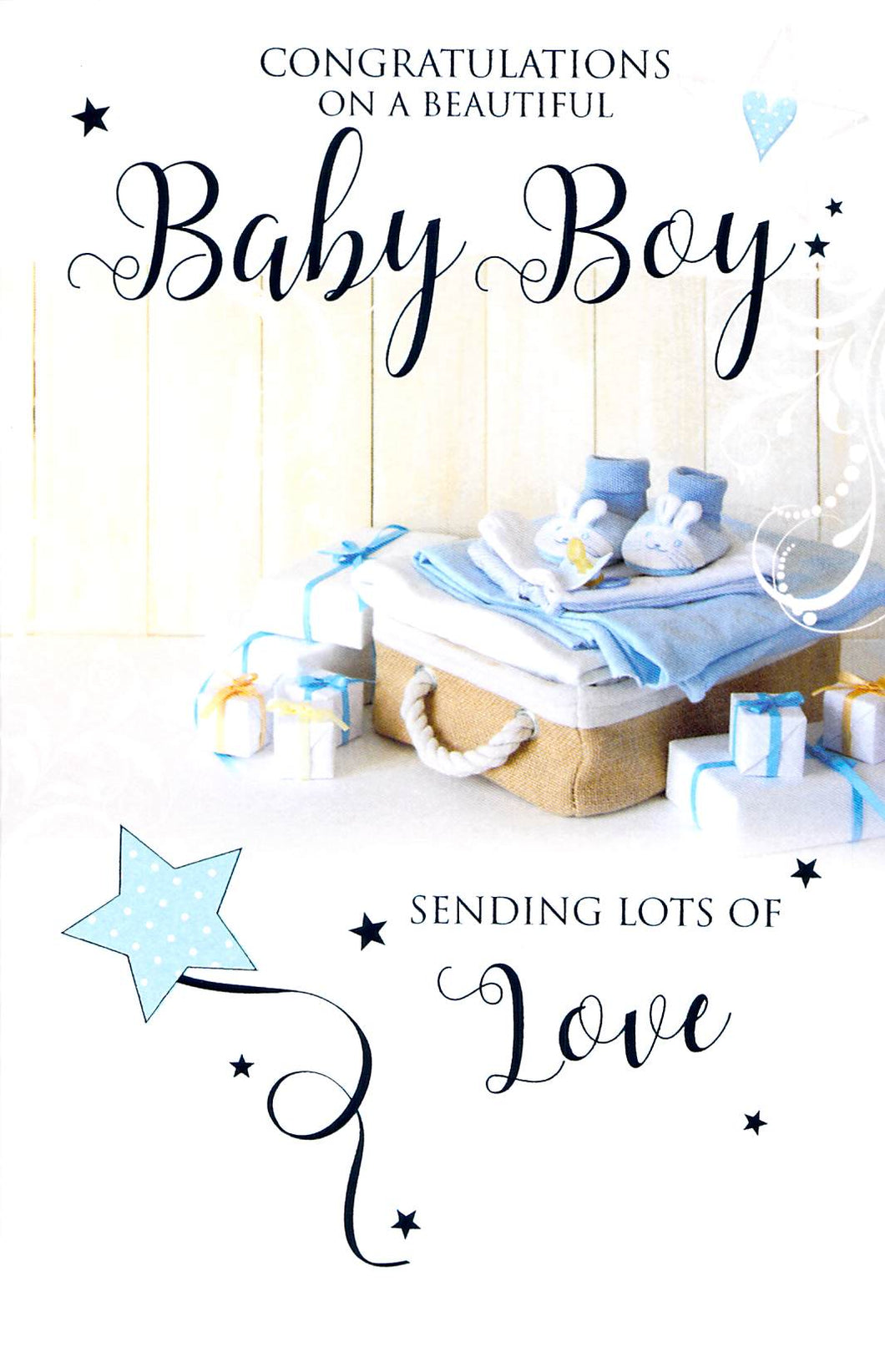 New Baby Boy - Birth - Blue Socks -  Greeting Card