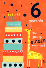 Load image into Gallery viewer, 6th Birthday - Age 6 - Tall Cake  -  Greeting Card
