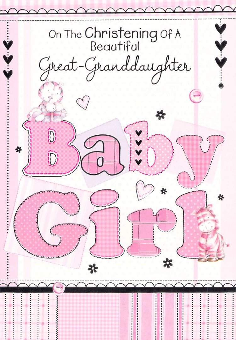 Christening - Great Granddaughter - Greeting Card - Free P&P
