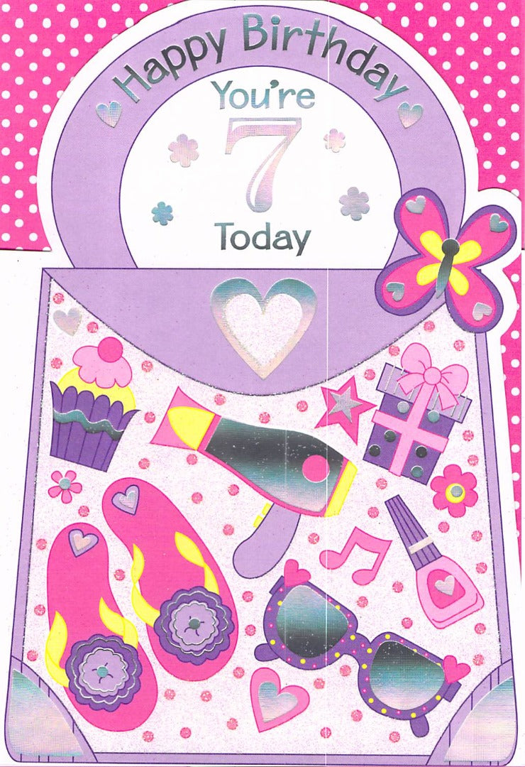 Age 7 - Birthday - Greeting Card  - Hairdryer