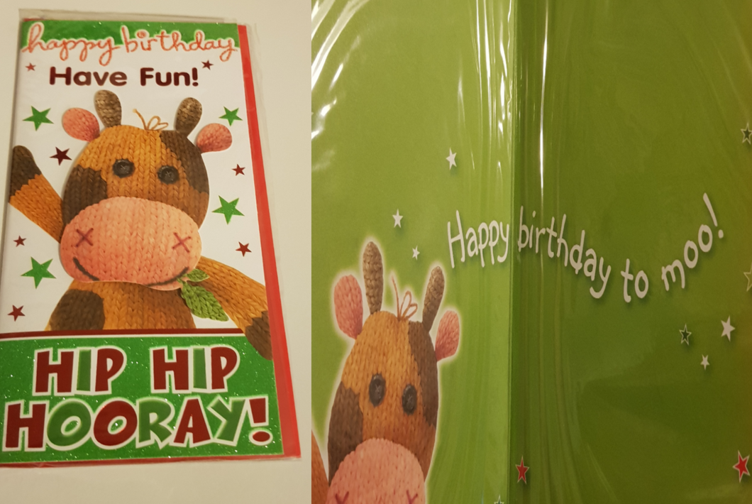 Birthday - Cow - Greeting Card - Free Postage