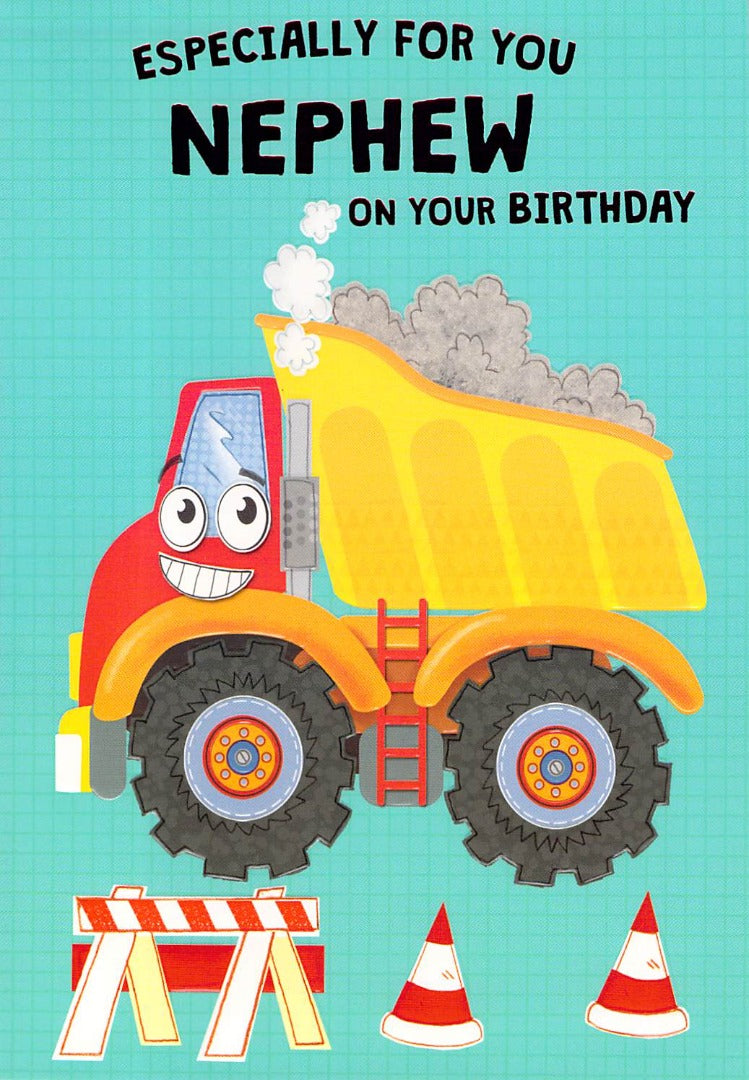 Birthday - Nephew - Truck - Greeting Card - Free Postage