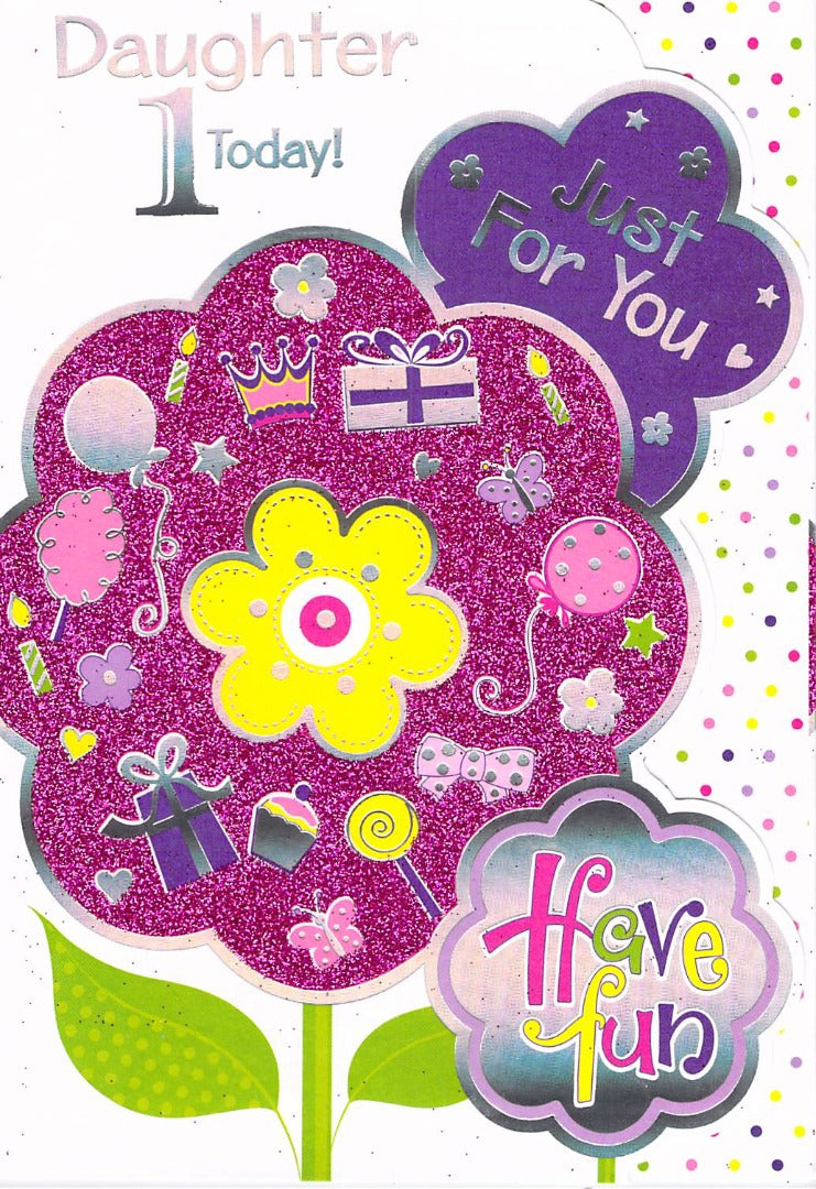 Birthday -  Daughter 1st Birthday - Greeting Card - Free Postage