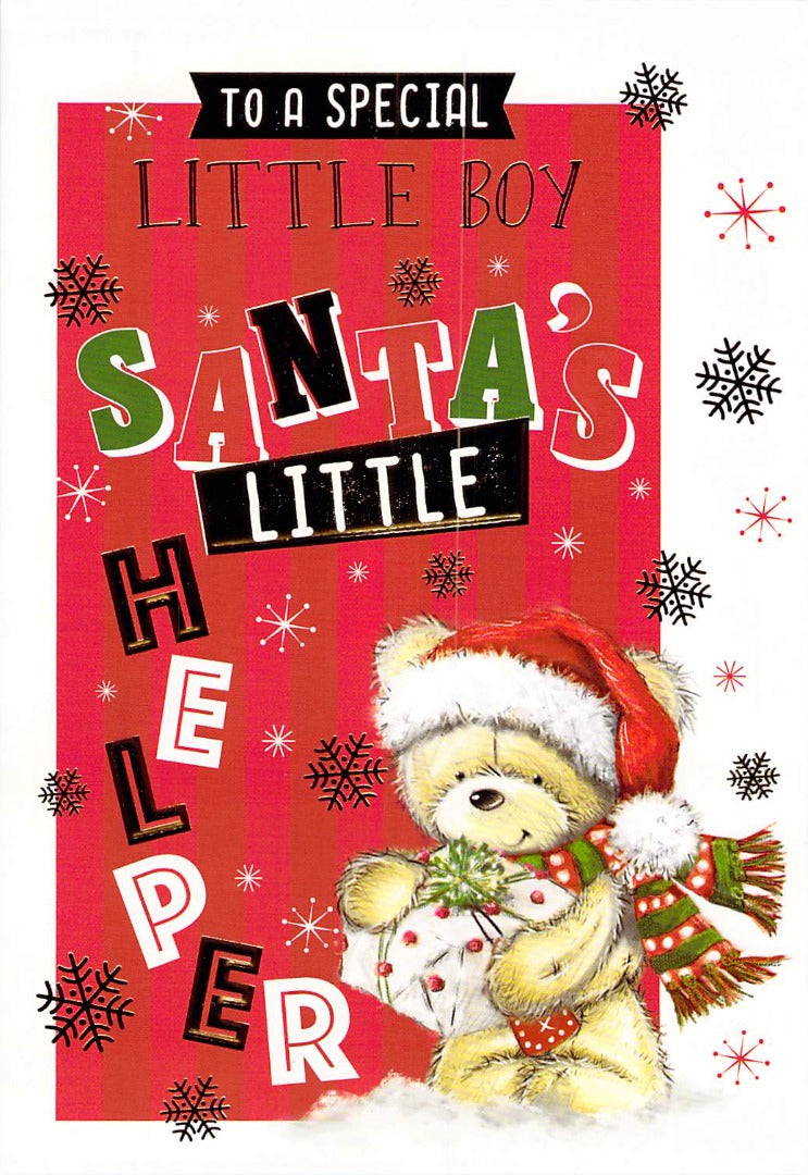 Christmas - Special Boy -  Santa Helper - Greeting Card - Free Postage