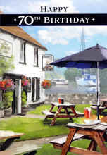 Load image into Gallery viewer, 70th Birthday - Age 70 - Pub Garden - Greeting Card - Free Postage
