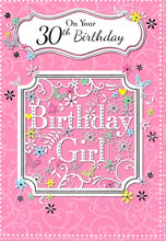 Load image into Gallery viewer, 30th Birthday - Age 30 - Pink/Butterfly - Greeting Card - Free Postage

