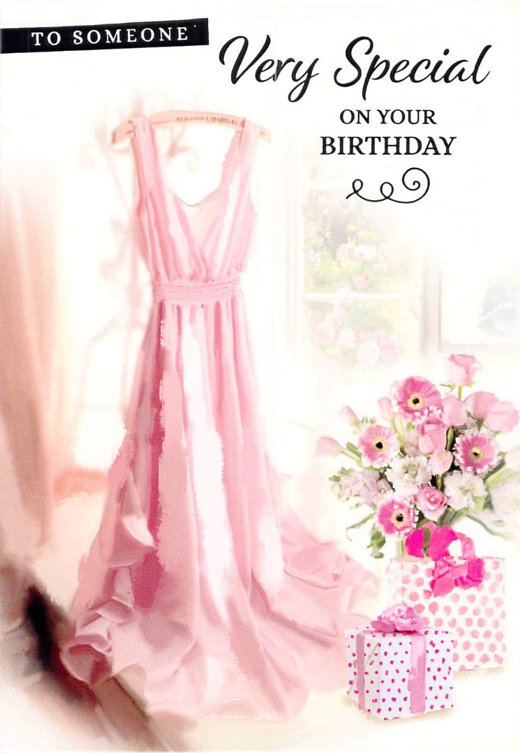 Birthday - Someone Special - Dress/Flowers - Greeting Card - Free Postage