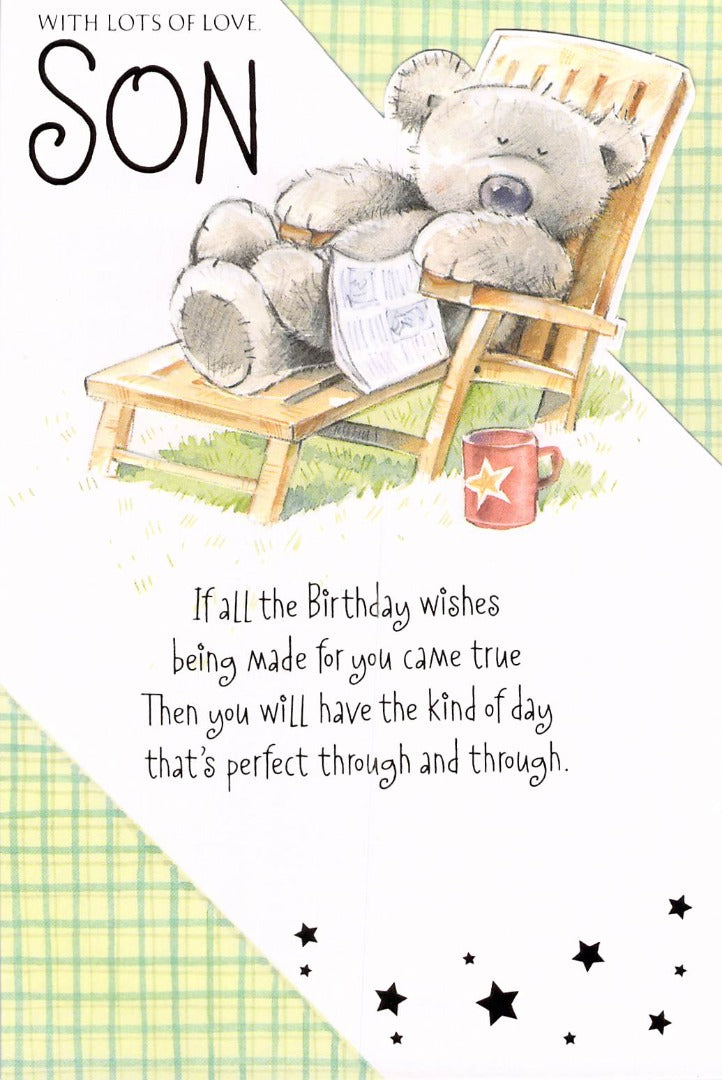 Birthday -Son - Garden Nap - Greeting Card - Free Postage