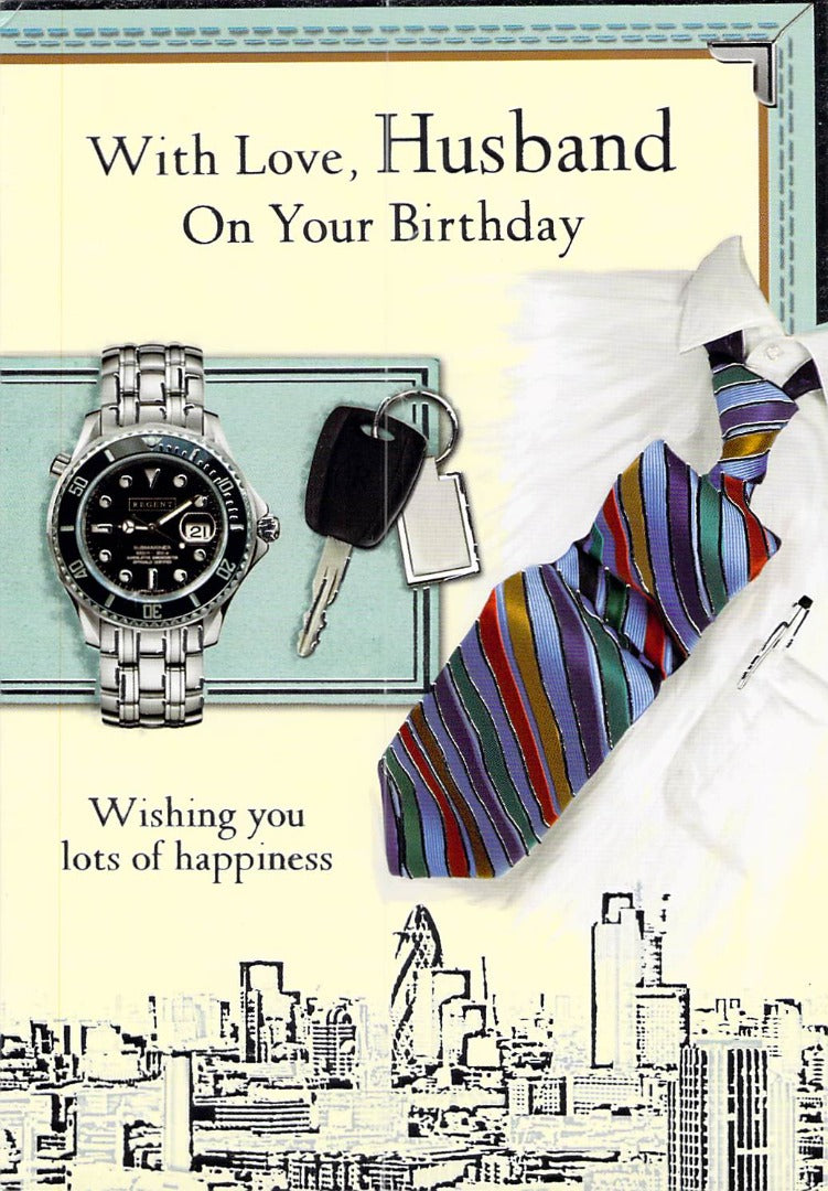 Birthday - Husband - Suit/Watch  - Greeting Card - Free Postage