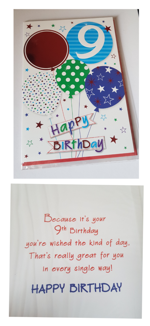 9th Birthday - Greeting Card - Free Postage