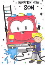 Load image into Gallery viewer, Birthday - Son - Fire Engine - Greeting Card - Free Postage

