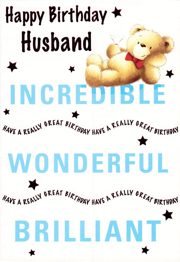 Birthday - Husband -Incredible/Wonderful/Brilliant - Greeting Card - Free Postage