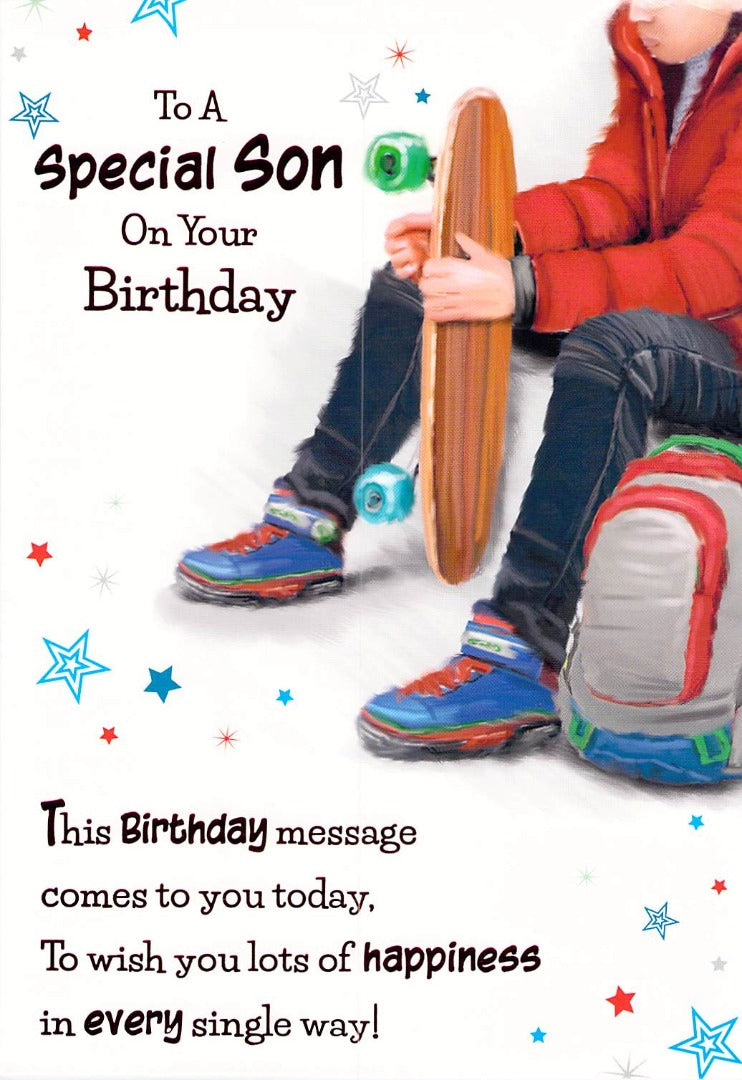 Son - Birthday - Skateboard - Greeting Card - Free Postage
